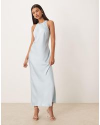 Vila - Racer Satin Midaxi Dress - Lyst