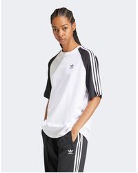 adidas Originals - Colorblock - t-shirt oversize bianca - Lyst