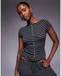 Princess Polly - Angellina Boat Neck Button Up Short Sleeve Top - Lyst