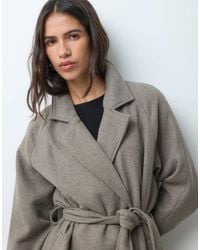Vila - Belted Longline Double Breasted Formal Coat - Lyst
