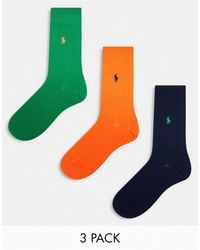 Polo Ralph Lauren - 3 Pack Mercerised Cotton Socks With Logo - Lyst