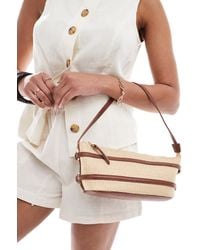 ASOS - Straw Shoulder Bag With Tan Strapping Detail - Lyst