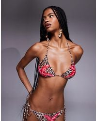 Candypants - Leopard Print Floral Triangle Bikini Top - Lyst