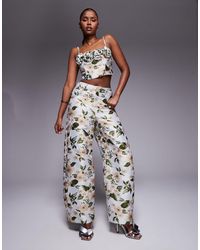 ASOS - – jacquard-hose mit blumenmuster und weitem, abgerundetem bein, kombiteil - Lyst