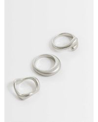 ASOS - Set Van 3 Ringen Met Gemengd Minimalistisch Ontwerp - Lyst
