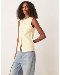 ASOS - Knitted Crew Neck Structured Waistcoat With Gold Buttons - Lyst