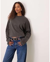 ASOS - Long Sleeve Boxy Cropped T-shirt - Lyst