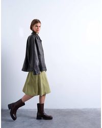TOPSHOP - Midi Rok Van Echt Suède Met Panelen - Lyst