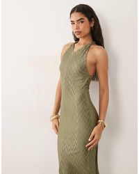 ASOS - Zigzag Plisse V-neck Maxi Dress With Plait Strap Detail - Lyst
