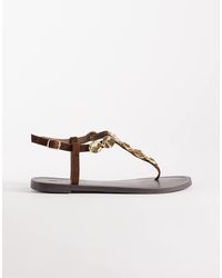 ASOS - Fortuna Toe Post Flat Sandals With Coins - Lyst