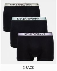 Emporio Armani - Bodywear 3 Pack Trunks With Coloured Waistbands - Lyst