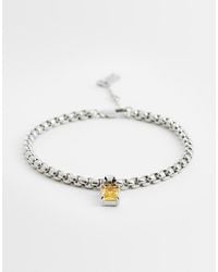 ASOS - Box Chain Bracelet With Stone Pendant Detail - Lyst