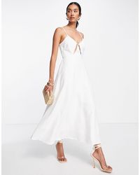 ASOS - Linen Cami Midi Dress With Cut-out Detail - Lyst