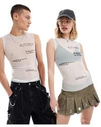 Weekday - Klara Sheer Mesh Top With Graphic Text Print - Lyst