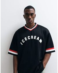 ICECREAM - Colleigate V-neck T-shirt With Logo Print - Lyst