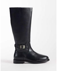 Tommy Hilfiger - Rossie Premium Leather Knee High Boots With Buckles - Lyst