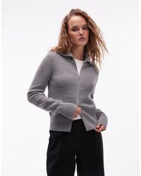 ARKET - Gilet zippé en pure laine avec col large - chiné - Lyst