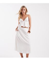 Vero Moda - Linen Touch Midi Skirt - Lyst