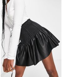 Miss Selfridge Faux Leather Sheered Mini Skirt - Black