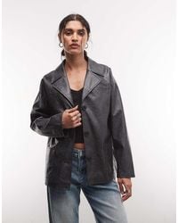 Reclaimed Vintage - Boxy Fit Leather Look Blazer - Lyst