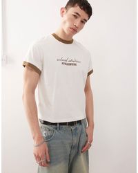 Reclaimed (vintage) - Cropped Boxy Ringer T-shirt With Branded Graphic - Lyst