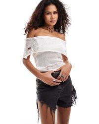 Collusion - Distressed Knitted Bardot Top - Lyst