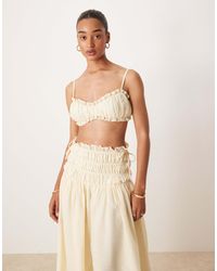 Wanderdoll - Soulie Linen Look Ruched Tie Back Bralet Top - Lyst