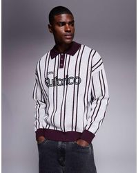 ASOS - Oversized Textured Knitted Polo With Sports Graphic - Lyst