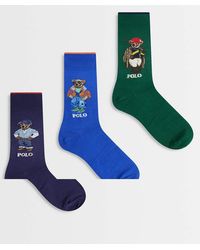 Polo Ralph Lauren - 3 Pack Embroidered Bear Socks Gift Set - Lyst