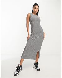 Fred Perry Bella Freud Pique Maxi Dress With Retro Collar in Black