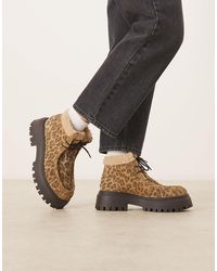 ASOS - Arlo - bottines à lacets chunky en daim motif léopard avec bordure imitation peau - Lyst