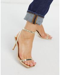 Glamorous Barely There Heeled Sandals - Metallic