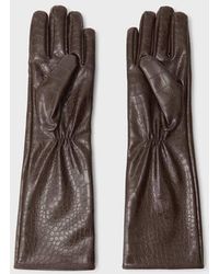 Stradivarius - Guanti Lunghi Effetto Pelle Marroni - Lyst