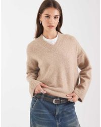 ASOS - Mixed Rib V Neck Jumper - Lyst