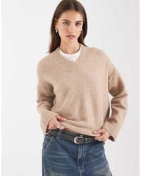 ASOS - Mixed Rib V Neck Jumper - Lyst