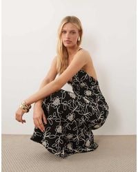 ASOS - Embroidered Floral Crochet Maxi Dress With Cut Outs - Lyst