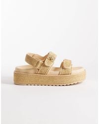 Steve Madden - – bigmona – sandalen aus naturfarbenem bast mit flacher plateausohle - Lyst