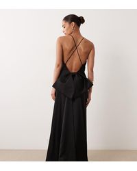ASOS - Asos Design Petite Satin Cami Maxi Dress With Bow Back - Lyst