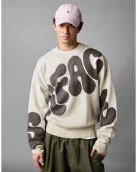 Bershka - Printed Round Neck Jumper - Lyst