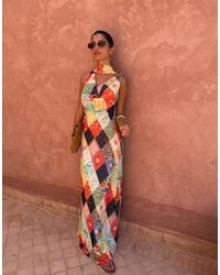 Never Fully Dressed - Sophie Chiffon Cowl Neck Scarf Detail Maxi Dress - Lyst