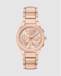 ARMANI EXCHANGE - Sync Chronograph Rose-Tone Stainless Steel Watch - Lyst
