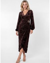 Lovedrobe - Floral Velvet Devore Faux Wrap Midaxi Dress - Lyst