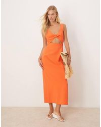 ASOS - Strappy Twist Bust Detail Cut Out Midi Dress - Lyst
