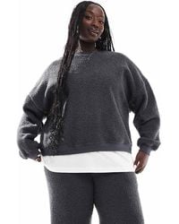 ASOS - Asos Design Curve Lounge Borg Sweat & Wide Leg Trouser Set - Lyst