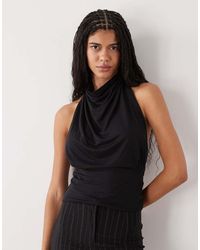 Weekday - Top Allacciato Al Collo Drappeggiato Con Vita Stretta - Lyst