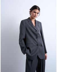 TOPSHOP - Blazer d'ensemble coupe masculine à 3 boutons - anthracite - Lyst