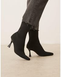 ASOS - – reagan – eng anliegende stiefel mit em strick und runder zehenpartie - Lyst
