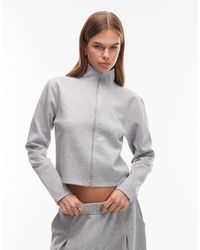 ASOS - Sweat d'ensemble à col montant en maille interlock avec fermeture éclair - chiné - Lyst