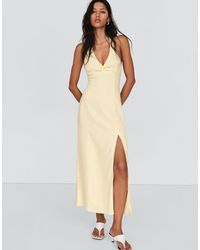 Bershka - Vestito Midi Allacciato Al Collo - Lyst