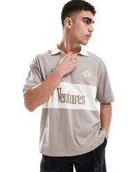 ASOS - Oversized Polo With Cut And Sew Panelling And Text Graphic - Lyst